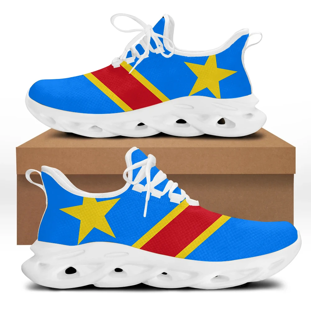 Belidome Republic Congo Flag Shoes for Womens Tennis Shoes Athletic Running Shoes Lightweight Non Slip Walking Gym Sneakers