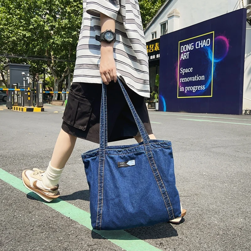 Retro Denim Women's Bag 2022 Trend Large Capacity Shoulder Bag Casual Tote Bag Female Jeans Handbags Big Shoppers Eco Bag Korean