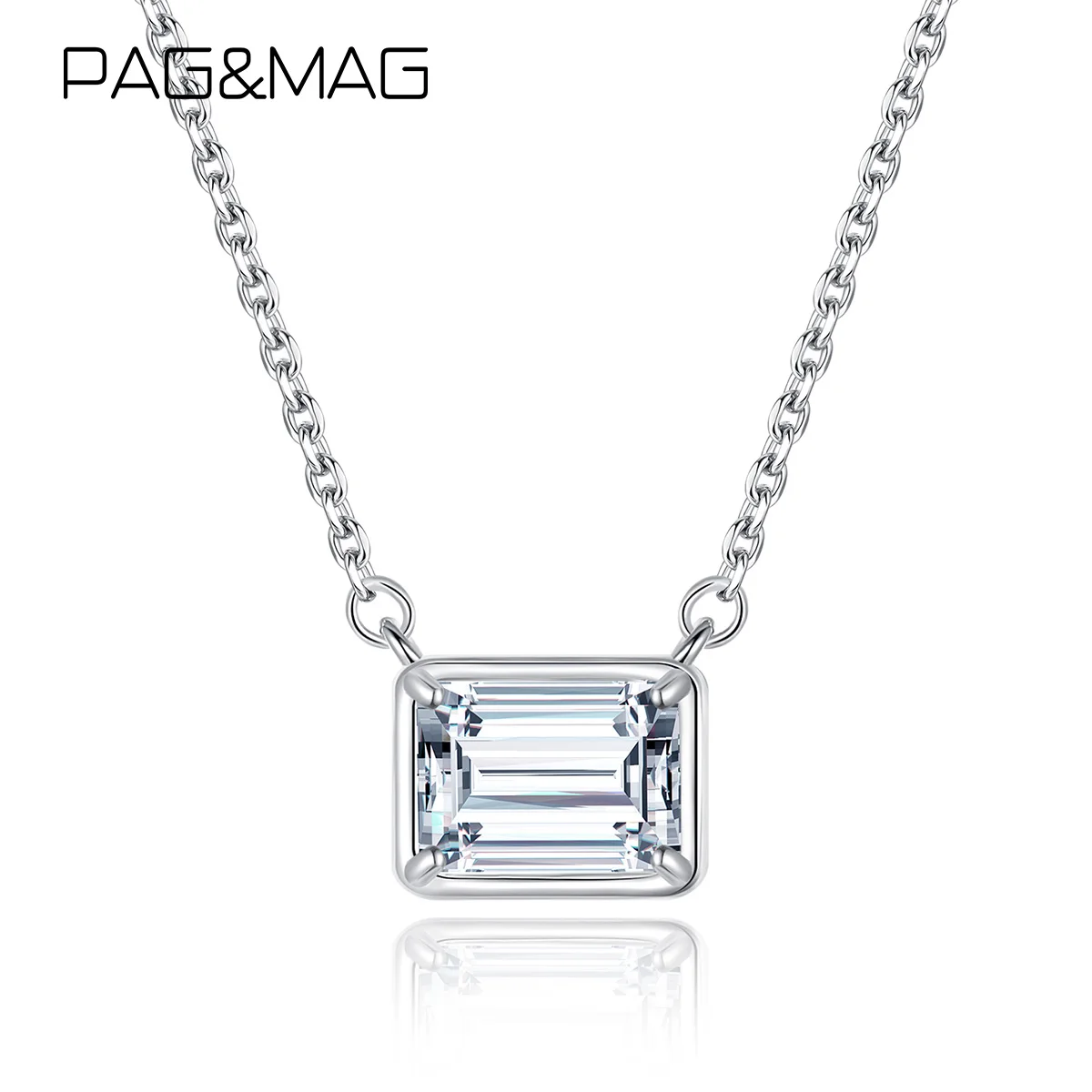 PAG MAG 1CT 925 муассанит ожерелье с блестящими квадратными бриллиантами ювелирные