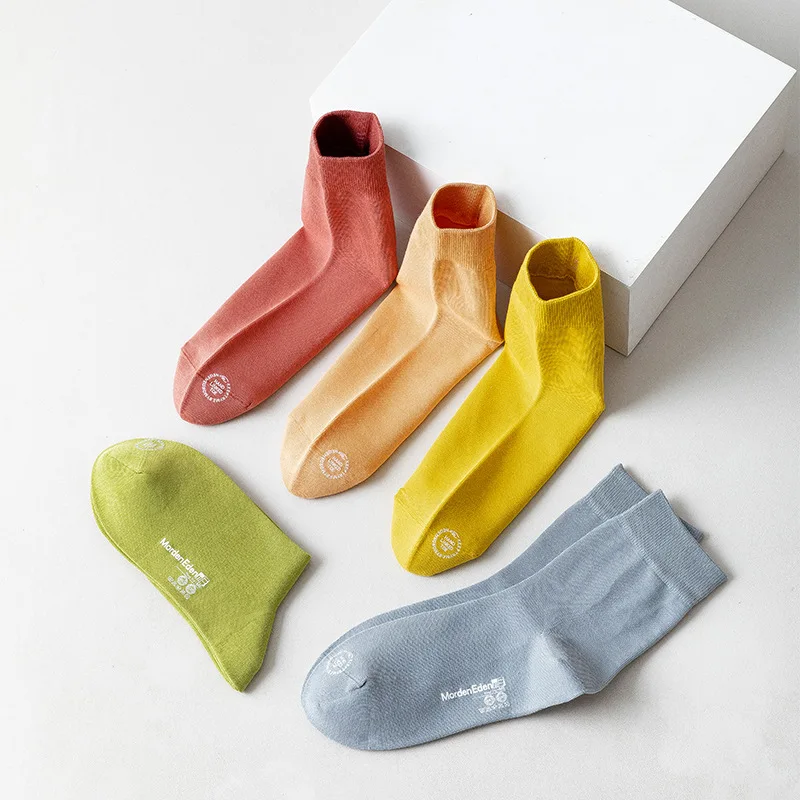 

2 Pairs/set Cute Ladies Medium Tube Socks Pure Cotton Mercerized Cotton Socks Ins Tide Socks Kawaii Solid Color Socks Spring