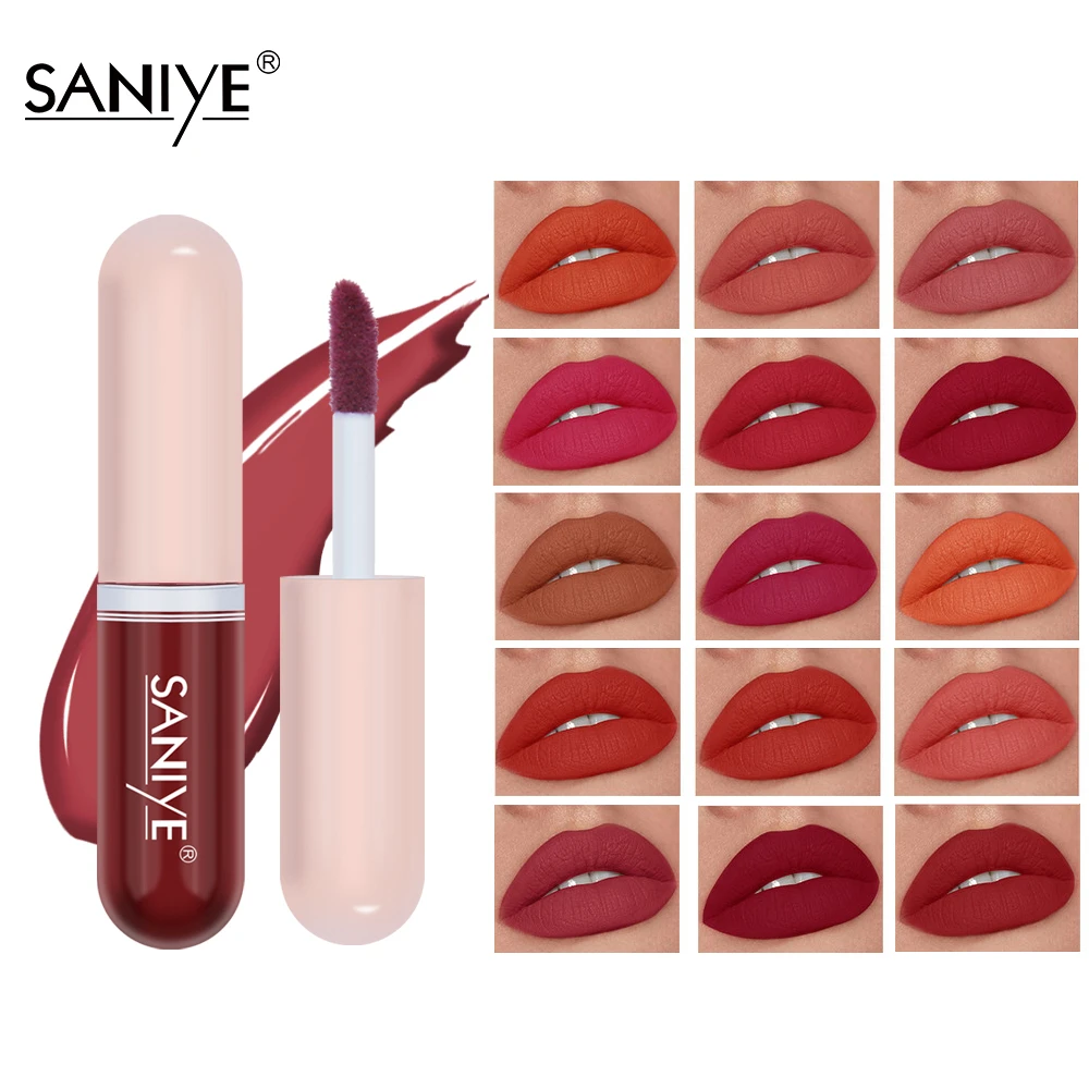 

SANIYE Lip Gloss Matte Lipstick Velvet Waterproof Long-lasting Red Liquid Lip Tint Lip Stain Glaze Beauty Lips MakeUp Cosmetic