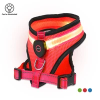 led luminous dog harness breathable anti lost mesh fabric dog vest for night travel safe adjustable durable for all dogs