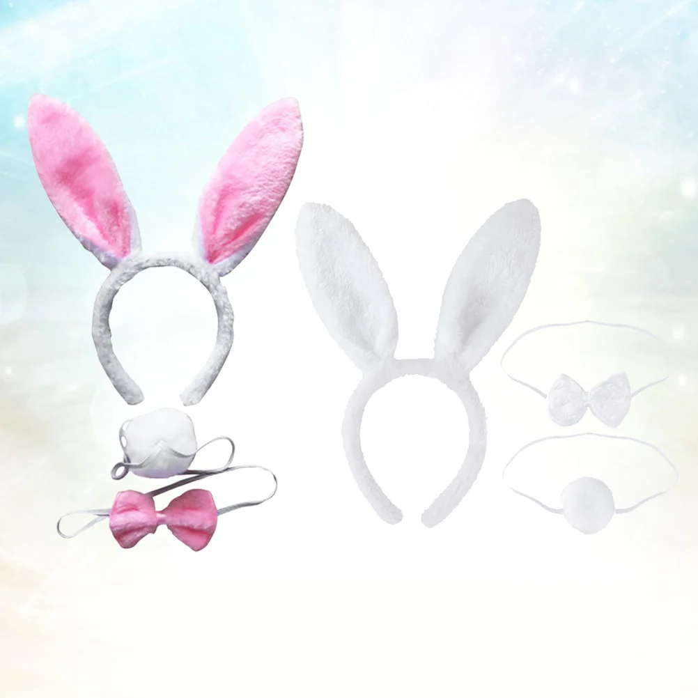 

6Pcs Kids Rabbit Bunny Ears Headband Ties Tail Set Party Cosplay Costume )