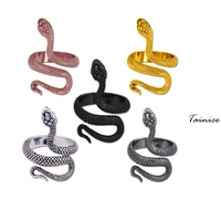 vintage silver plated painted spirit snake ring women men unisex multicolor opening adjustable cobra animal ring punk jewelry