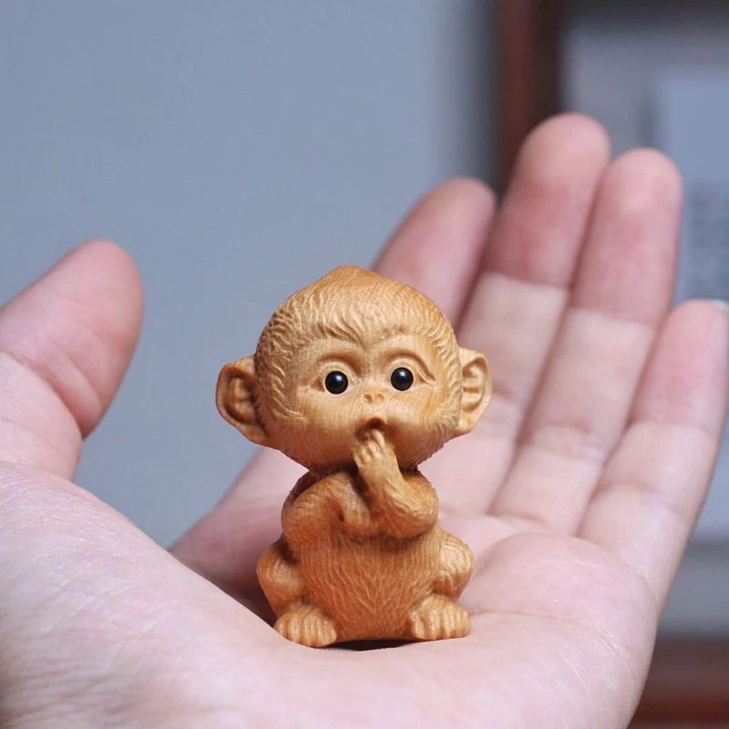 Маленькие статуи животных деревянная ручная резьба древесина Милая