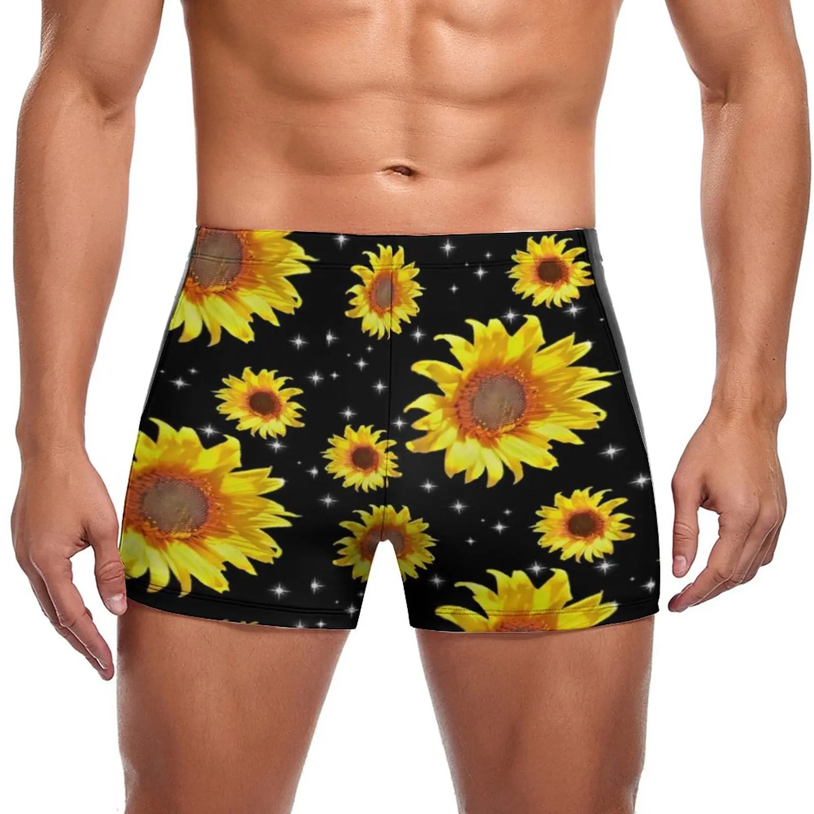 

Sunflower Art Swimming Trunks The Stars of Sunflowers Print Trending Beach Swim Boxers Plus Size Stay-in-Shape Man Swimwear