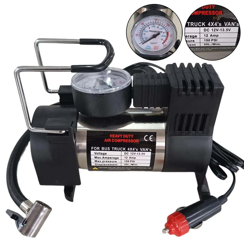 Сверхмощный портативный металлический воздушный мини-компрессор 12 В 150 фунтов на