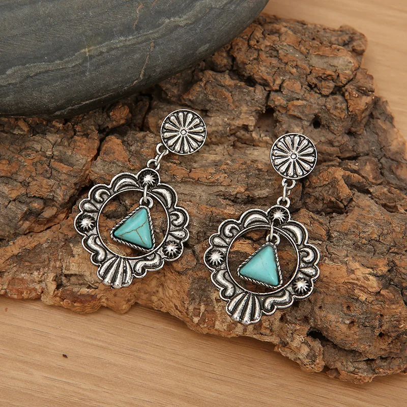 Серьги-подвески геометрической формы в стиле ретро Висячие Этнические украшения