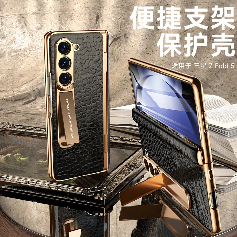 

Технология покрытия. Чехол из натуральной кожи с подставкой для Samsung Galaxy Z Fold 5