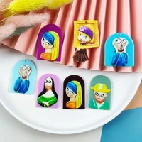 apeur 10pcs14pcslot acrylic cute figure painting resin charms pendants for jewelry making diy earrings floating