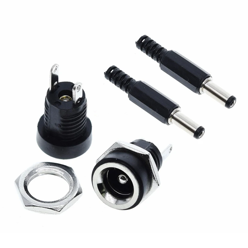 

10 шт., 5 пар, разъем питания постоянного тока, штифт 2,1x5,5 мм, гнездовой разъем + штекерный разъем, адаптер DC-022B