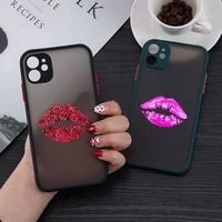 shiny sexy lips phone case for iphone 13 12 11 mini pro xr xs max 7 8 plus x matte transparent back cover