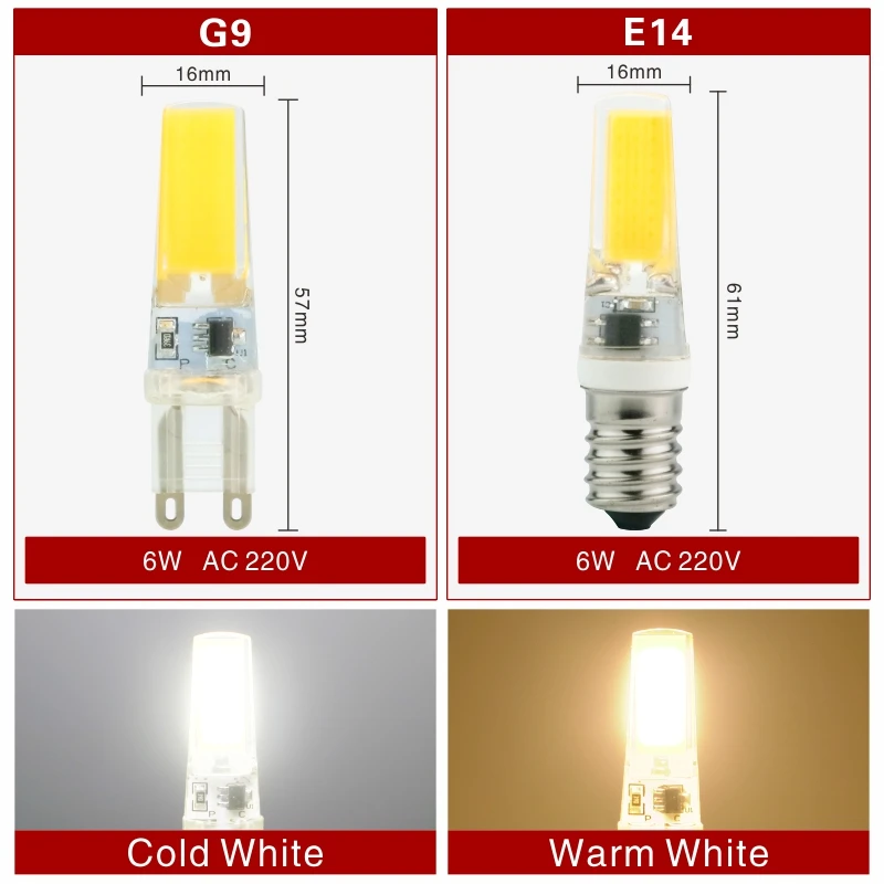 4 шт./лот G4 G9 E14 LED 3 Вт 6 лампочка AC/DC 12 В 220 Светодиодная лампа COB прожектор люстра