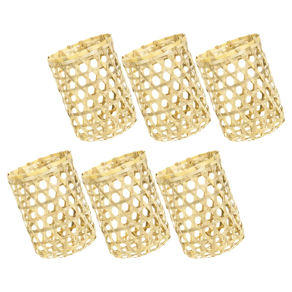 

6 Pcs Bamboo Cup Sleeves Anti-scald Cover Home Accessories Vases Guard Decor Hand Household Covers Casing Woven