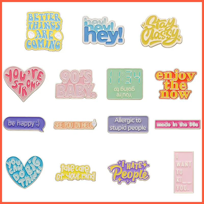 Модная индивидуализированная и вдохновляющая английская брошь Ins из сплава креативная и забавная буква на пятке Цветная Любовь и значок