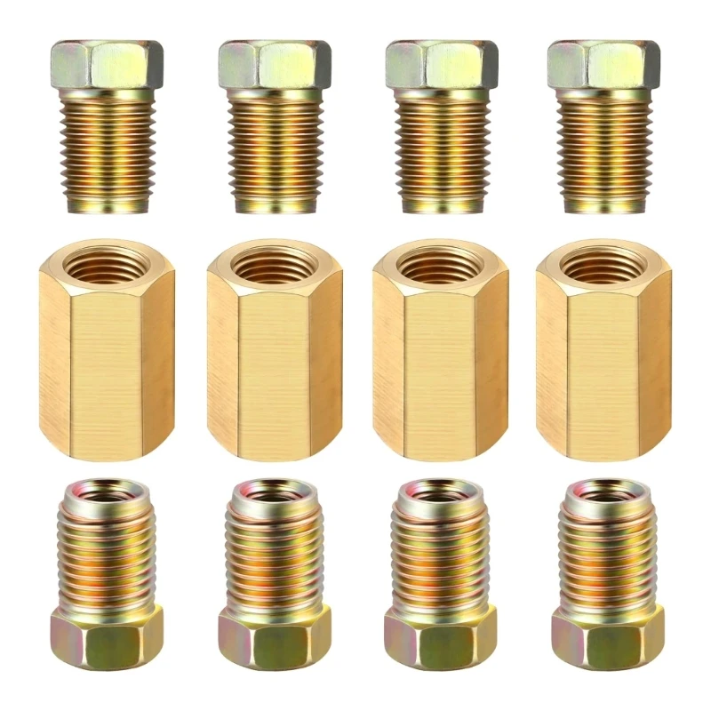 

Brake Line Fittings Kit for 7/16-24 Inverted Flares,12 Fittings for 1/4 Tube,Brass Adapter, Pack of 12 Drop Shipping