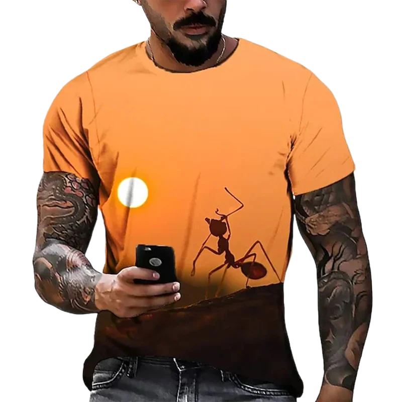 

Men's T-shirts are printed with interesting scenery lines, implying interesting men