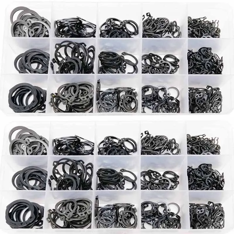 

500 шт. черное кольцо подшипника вала 65mn из нержавеющей стали от M5 до M20, фиксирующее кольцо типа C, набор аксессуаров в ассортименте