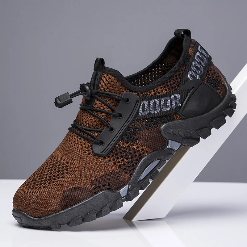 

Camouflage Men's Quick-dry Water Shoes 2022 Breathable Knitted Non-slip Hiking Shoes Men Comfotable Soft Sole Platform Sneakers