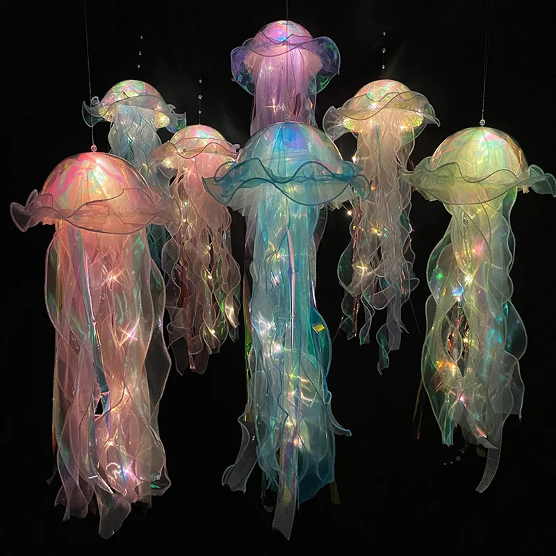

Цветная самодельная лампа в виде медузы, фонарь в виде русалки, юбка, фонарик в виде медузы, счастливое украшение для девушек под морем