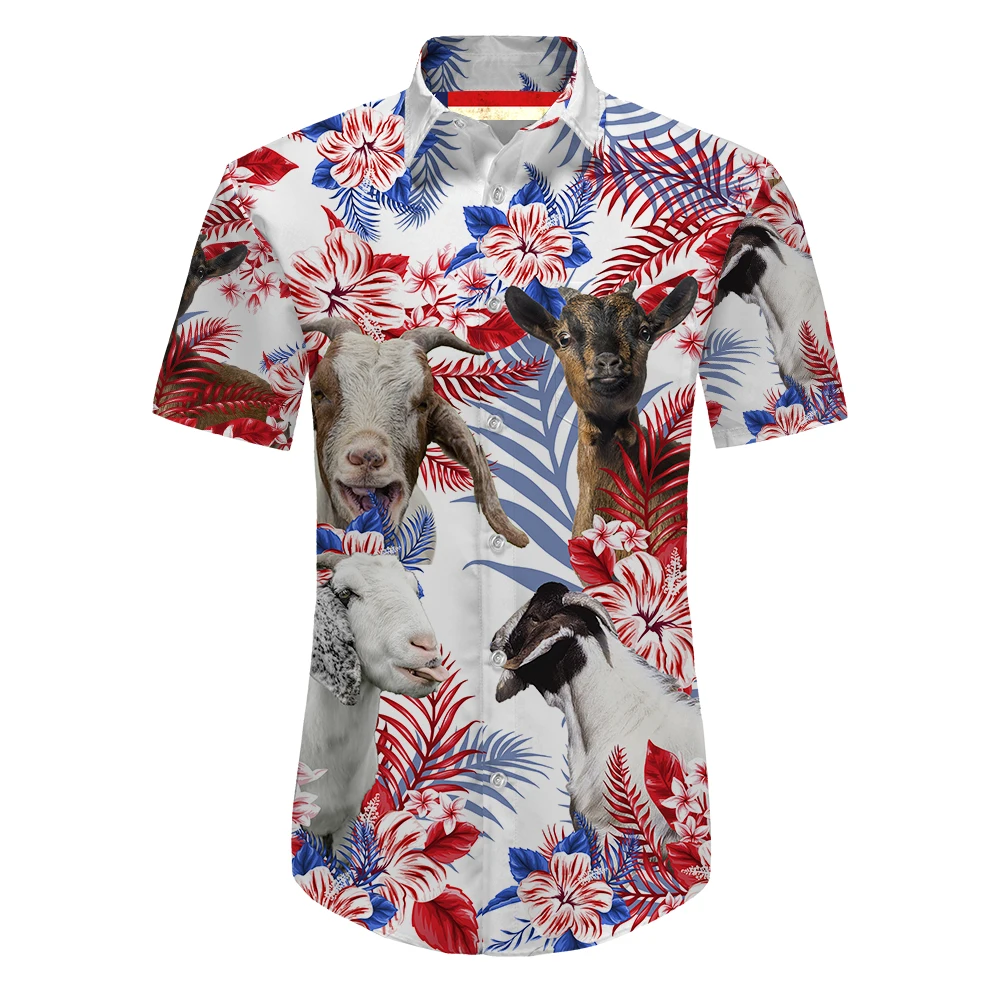 

Мужская деловая рубашка с коротким рукавом и 3D-принтом животных