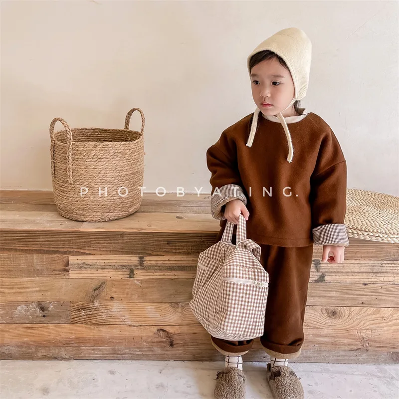 

Baby Winter Clothes 2023 Children's Warm Suit Infant Thick Top Sweatshirt Pants Sets Girls Boys Two Piece Outfit Kids Clothing