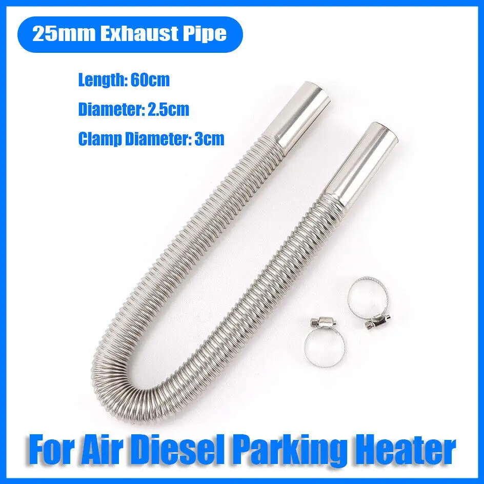 60cm Air Parking Heater Stainless Steel Exhaust Pipe Tube Gas Vent Silver For Air Diesels Parking Tank Car Heaters Accessories