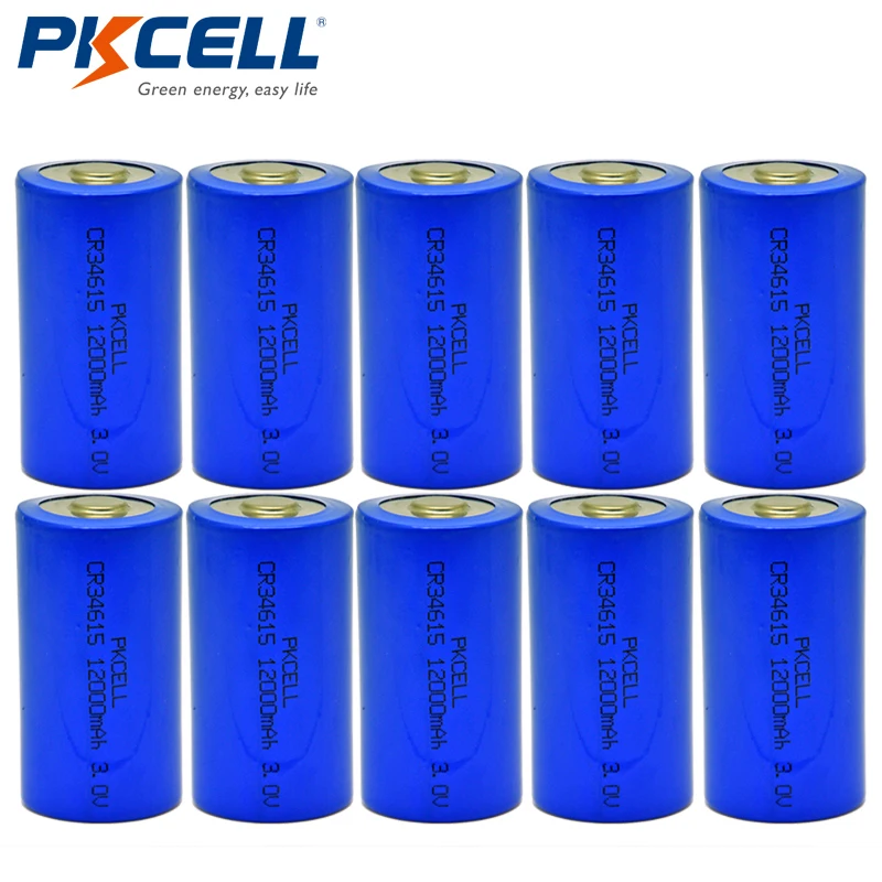 

PKCELL 10pcs D size CR34615 3V 12000mAh Li-MnO2 Single-use Batteries High Capacity Power Battery