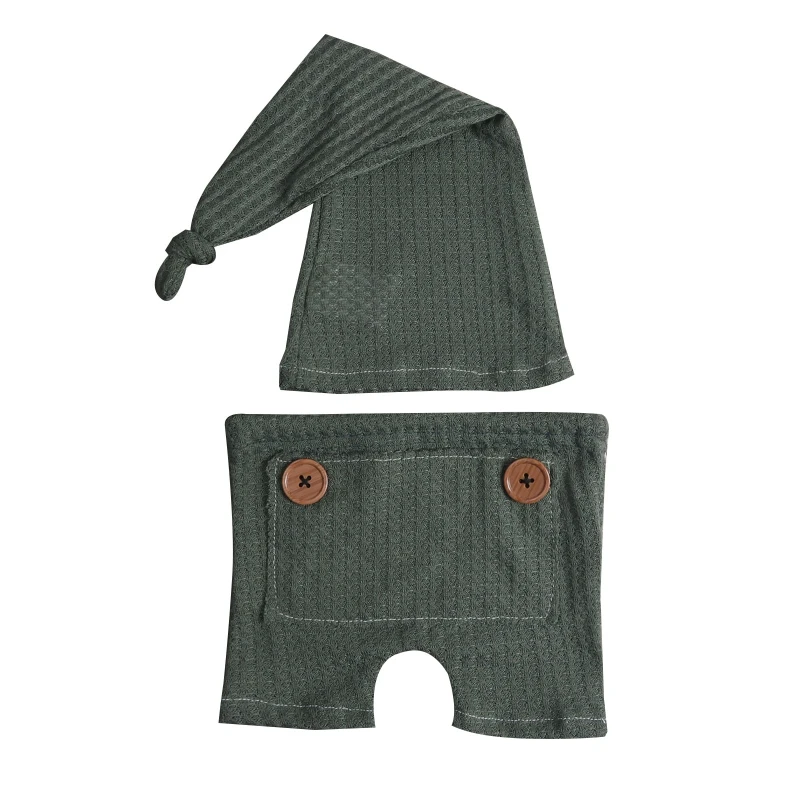 

Baby Photography Props Costume Infant Hand-woven Solid Suits Crochet Knitted Soft Hat Trousers Newborn