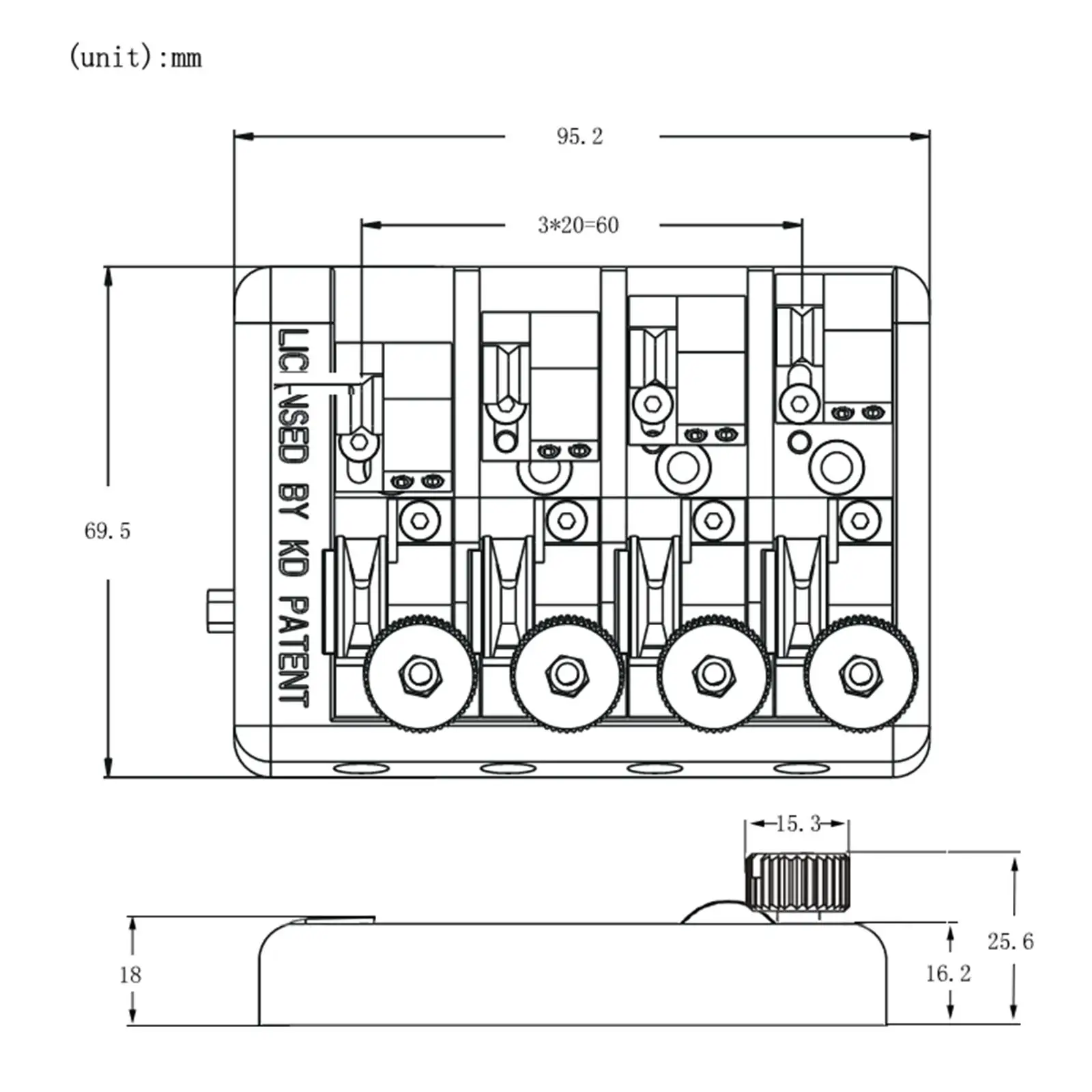 Седло для бриджа электрогитары без головы с струнным устройством ужесторанением