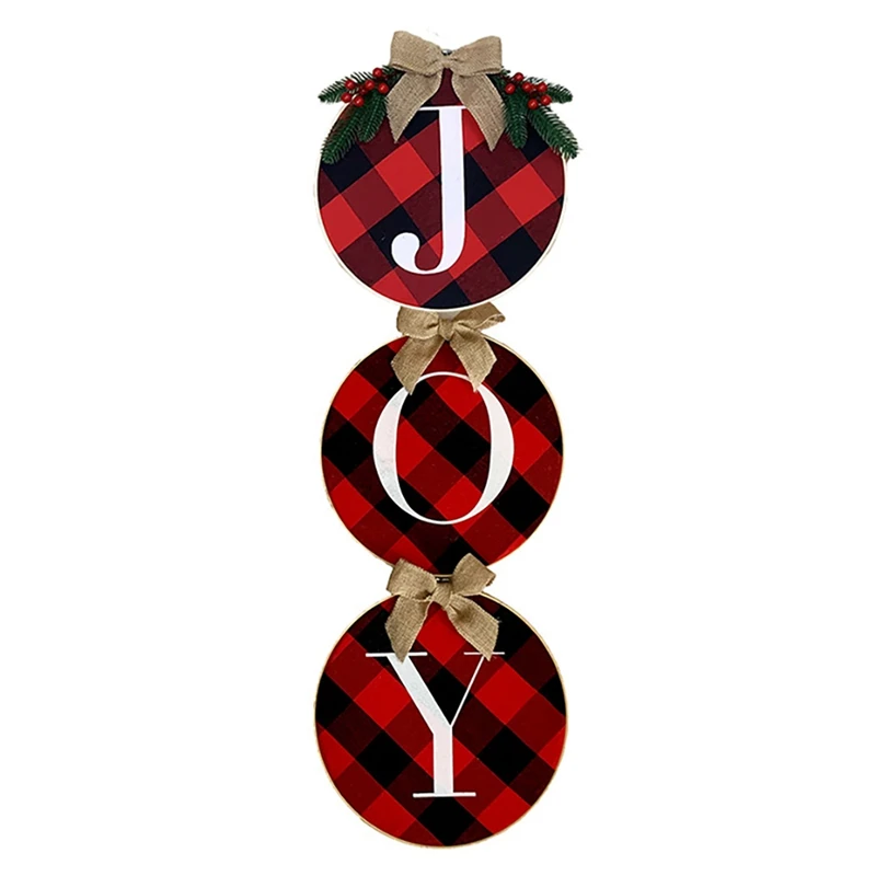 

Joy Sign Christmas Wreaths Decorations For Front Door, Buffalo Plaid Decor For Home Window Wall Farmhouse Indoor Outdoor