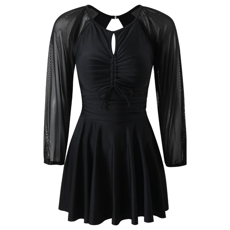 Летний цельный купальный костюм с длинным рукавом женский купальник защитой от