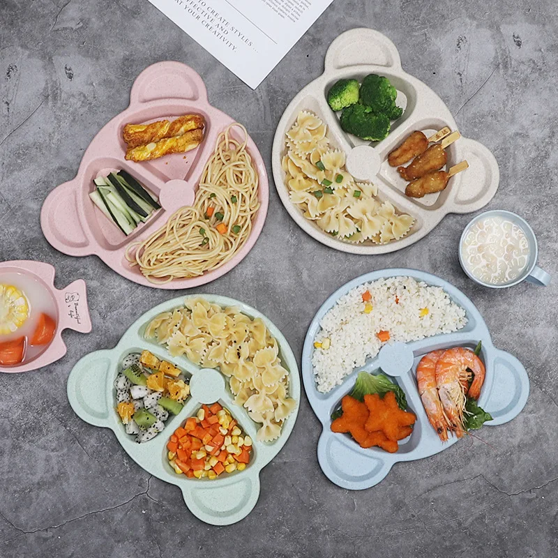 

3Pcs/Set Cartoon Bear Kids Dishes Eating Dinnerware Baby Bowl+spoon+fork Feeding Food Tableware Anti-hot Training Dinner Plate