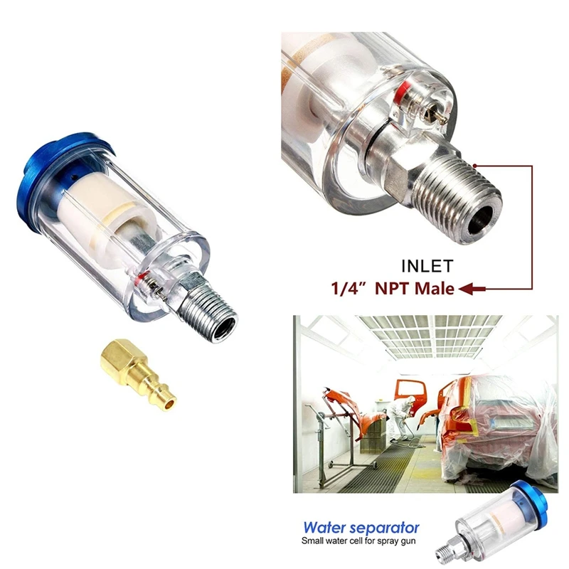 

Water Oil Separator Filter, 1/4 Inch NPT Male And Female Thread Spray-Gun Filters Air Line Compressor Fitting