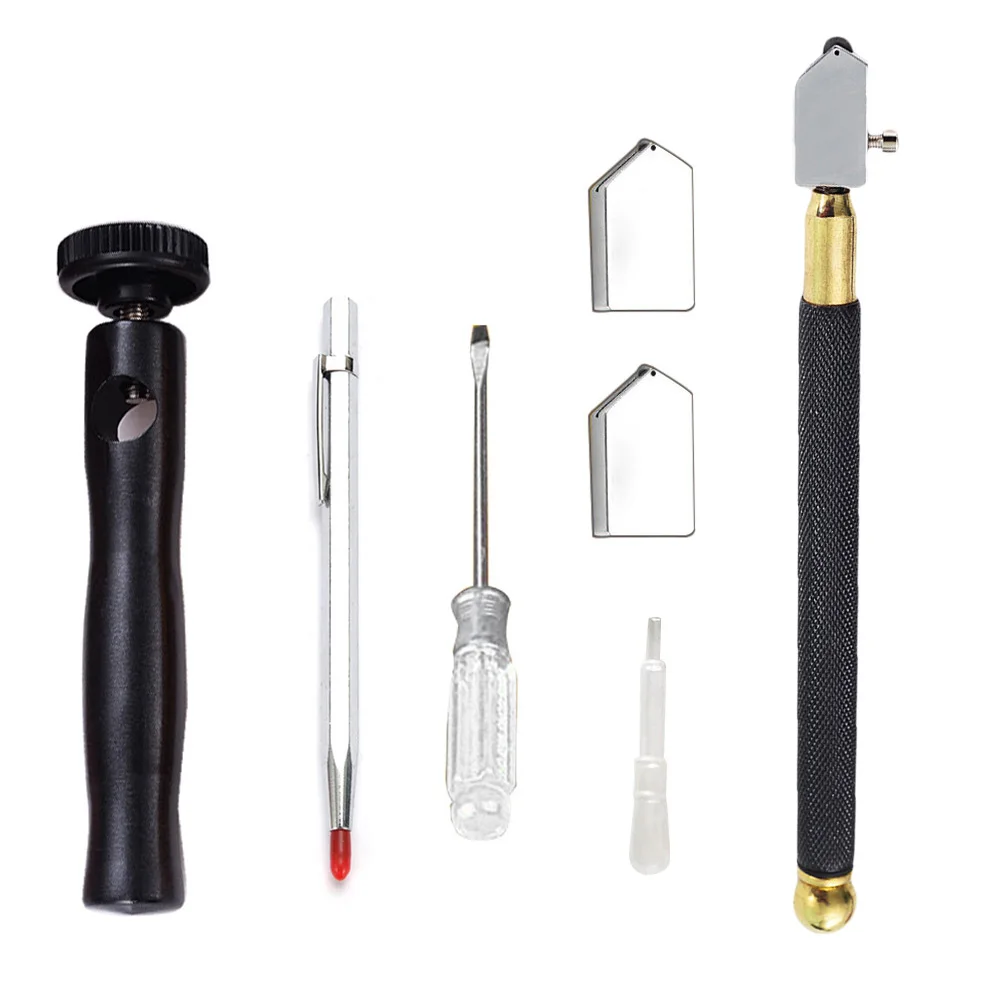 

7pcs Lettering Pen Hand Tool Non Slip Glass Cutter Kit Oil Feed Practical Cutting Mirror Alloy Universal With Effortless Handle