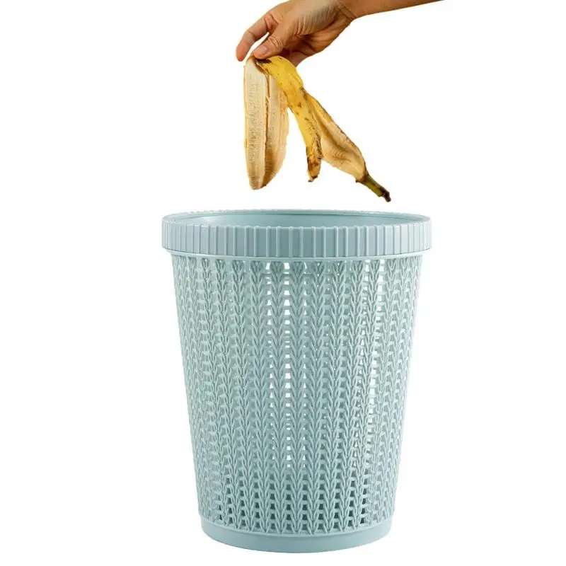 Trash Can Wastebasket Automatic Bag Changer Trash Can Rattan Waste Bin Trash Basket Keep Hands Clean For Offices Parlor Car