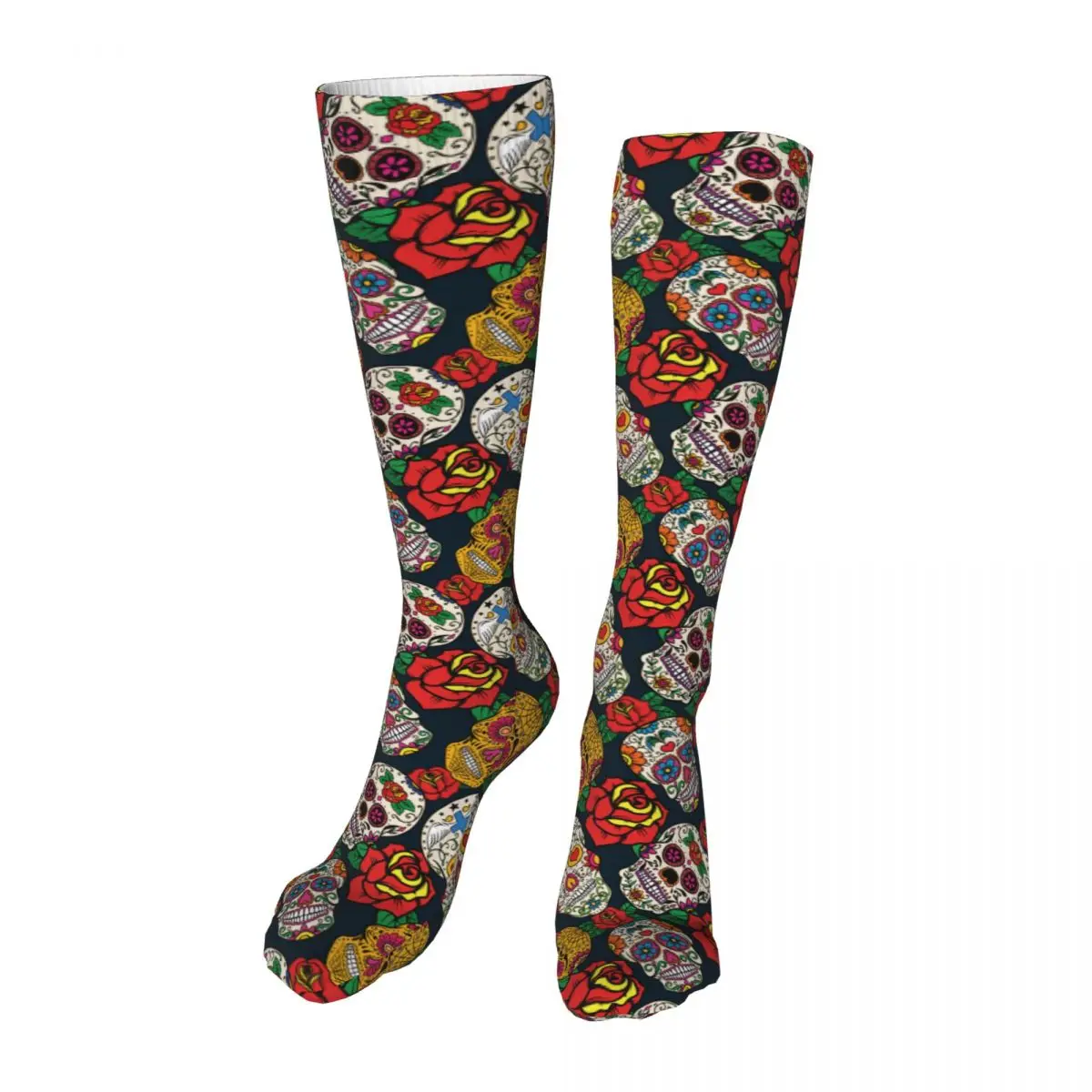 

Mexican Sugar Skull With Rose Compression Socks For Women And Men Circulation Stockings Best Support For Nurses Running Hiking