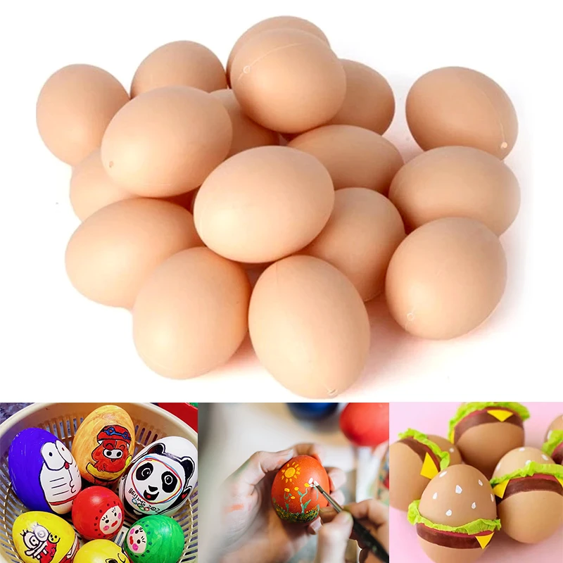 

10pcs Plastic Easter Eggs Simulation Hatching Pigeon Egg Easter Decoration For Home Bunny Party Kids Gifts DIY Drawing Fake Eggs
