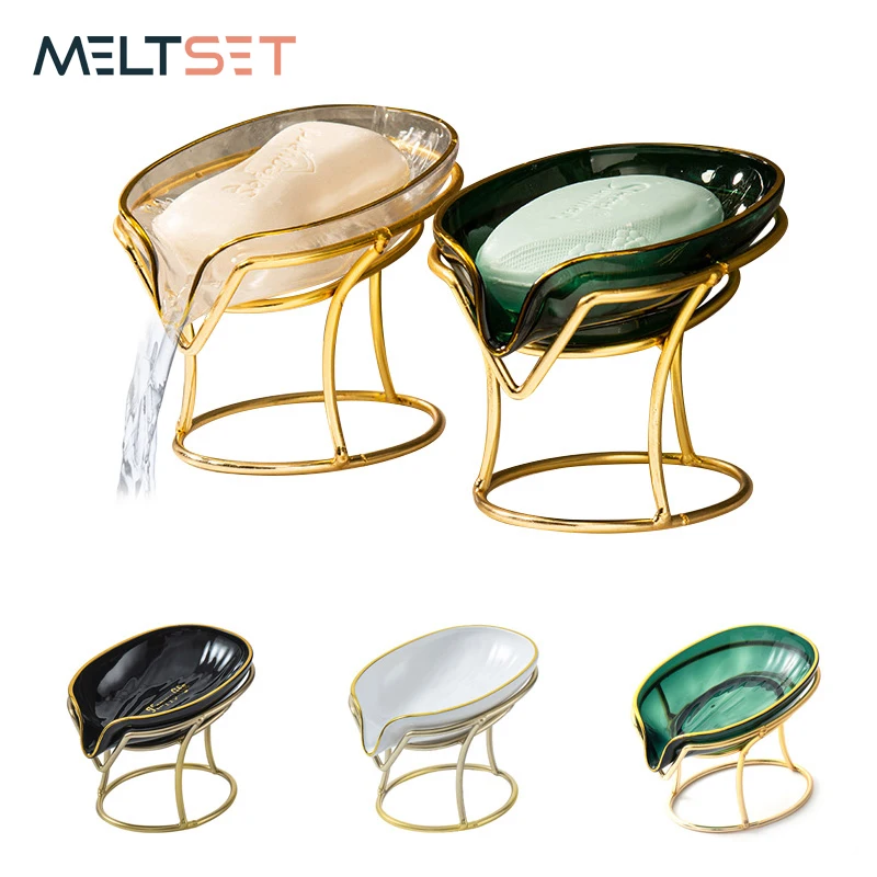 

Leaf Shape Soap Holder Bathroom Toilet Household Drain Soap Box Stainless Steel Bracket Soap Dish Sponge Holder Storage Tray