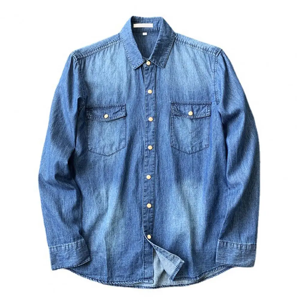 Denim Shirt Men Cowboy Shirts Slim Fit Mens Spring Autumn Casual for Man Cotton Long Sleeve Jeans camisa masculina - купить по