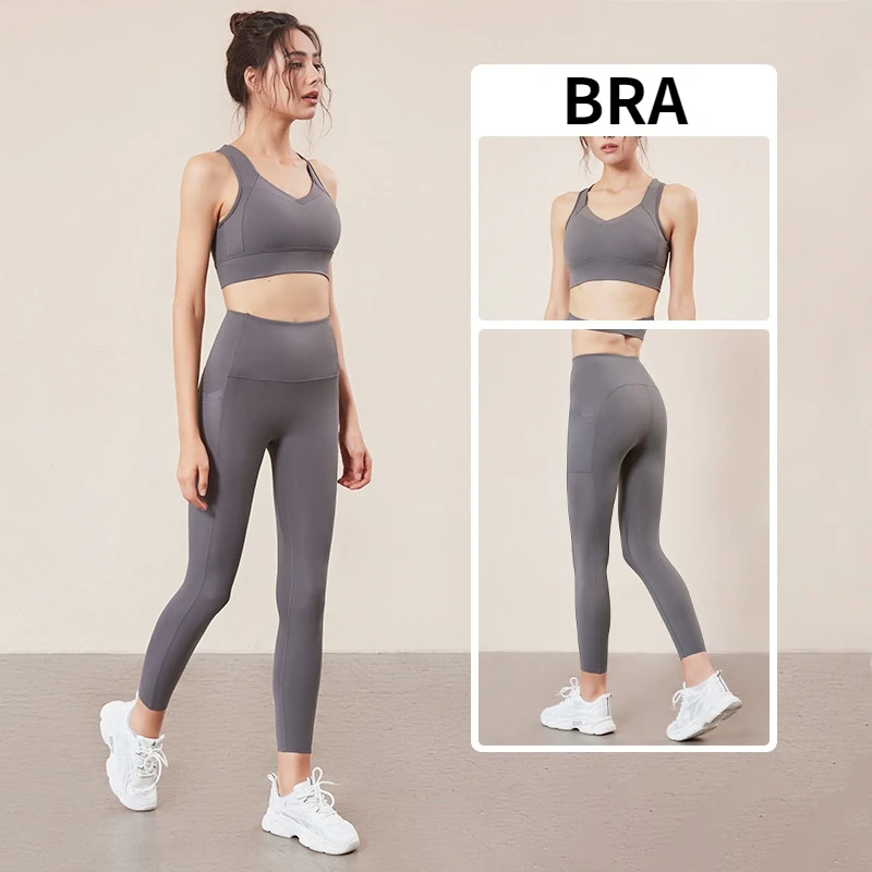 

New Piercing Back Yoga Set Women Leggings Running Yoga Suits Sportswear High Waist Fitness Leggings Sports Set Gym Suit