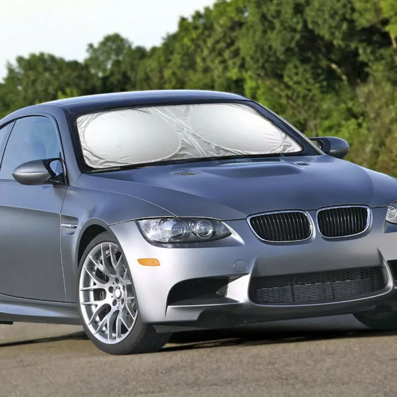 

Window Shield Cover Sun Shade Visor UV Block Foldable Silver Tone Car Front Rear Windshield