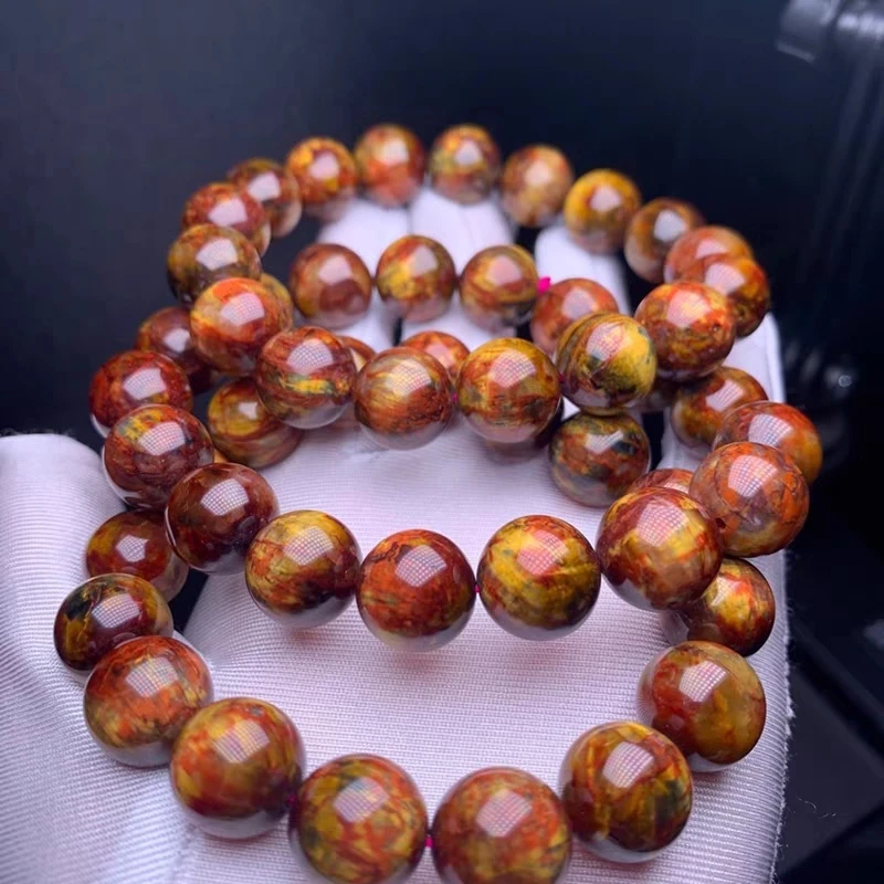 

Natural Yellow Red Pietersite Gems Round Beads Bracelet 8mm 11mm Jewelry Healing Fire Pietersite Namibia Women Men AAAAAA