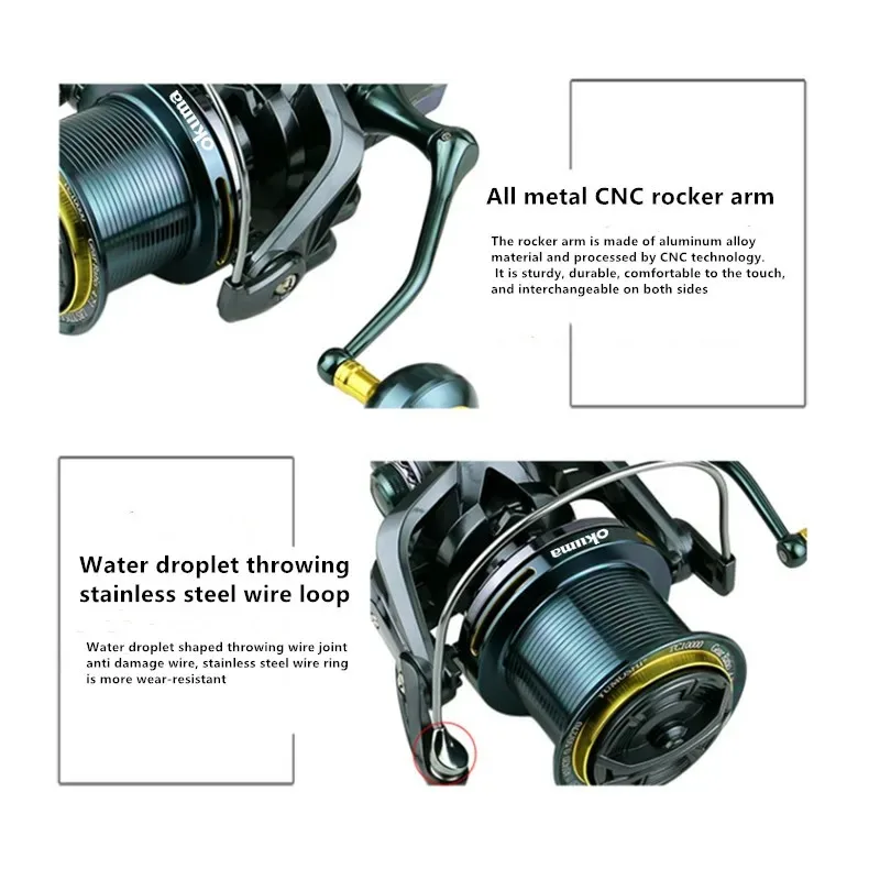 Рыболовная катушка OKUMA 8000-14000, металлическое колесо для дальнего заброса, направляющая стержня, рыболовное колесо, 25-30 кг, тормозная рыбалка (art.: 3920d309ff04b) - 3920d309ff04b