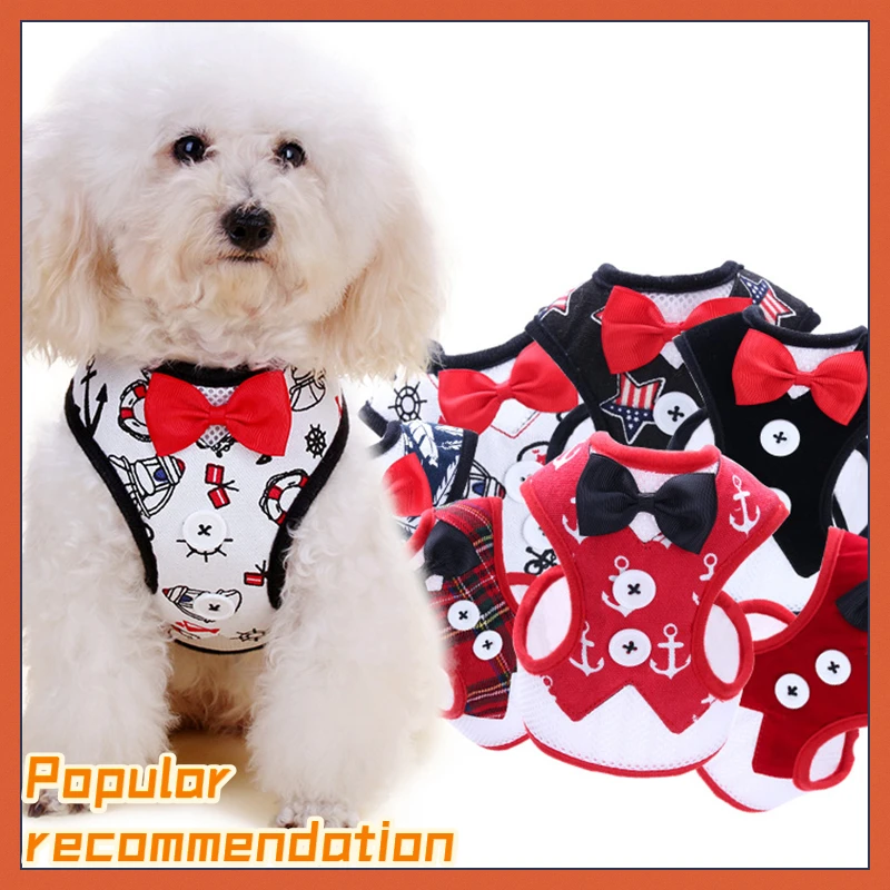 

Puppy Cat Harness and Leash Set Breathable Pet Harness Vest For Small Dogs Rabbits Mesh Dress Bow Chest Belt Collar Chihuahua