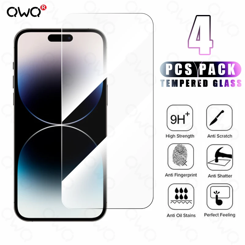 

4 шт. закаленное стекло для iPhone 13 14 Pro Max 12 Mini 11 Por XS Max защита экрана на iPhone 8 7 6 Plus X XR SE защитная пленка