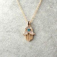 1pc turkish crystal evil eye hand hamsa pendant necklace womens color jewelry hollow out clavicle link chains