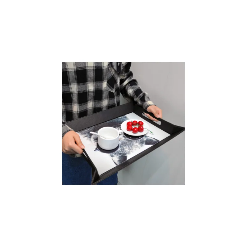 2pcs/lot Sublimation Blanks Tray Custom Logo Rolling Tray PU Leather A3 A4 Serving tray Decorative Tray Plate