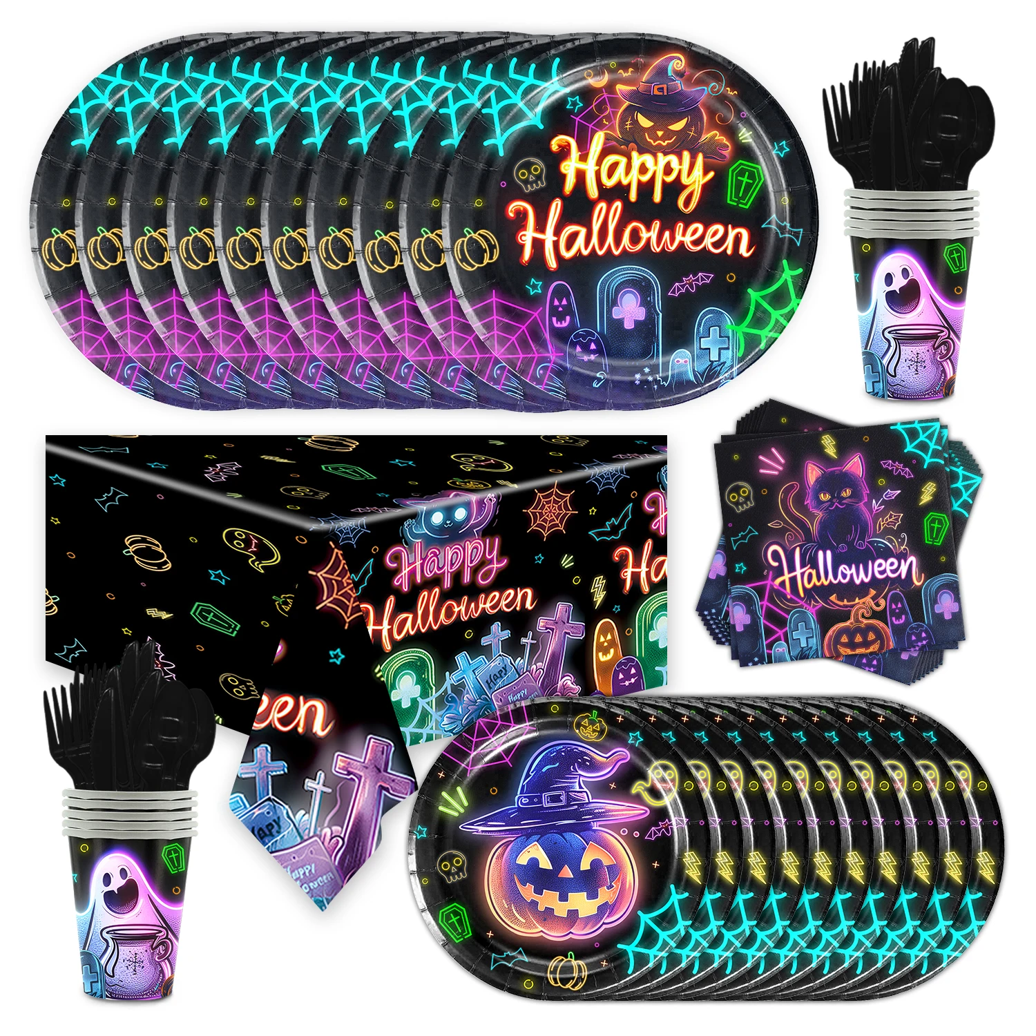 Флуоресцентная железная одноразовая посуда бумажные салфетки чашки тарелки