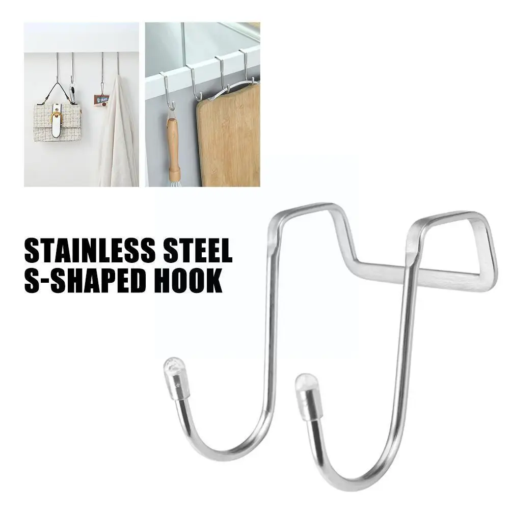 

Over Door Hooks Stainless Steel Door Hanger Hook S Shaped Hang Bag Towel Hook For Kitchen Bathroom Cabinet Cupboard Clothes T4S6